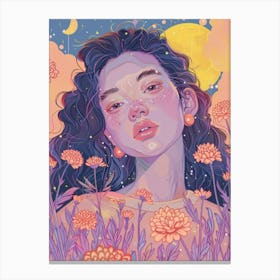 Girl In Flowers 1 Canvas Print