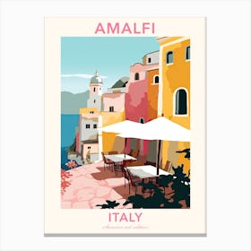 Amalfi, Italy, Flat Pastels Tones Illustration 5 Poster Canvas Print
