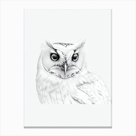 Eastern Screech Owl B&W Pencil Drawing 3 Bird Canvas Print