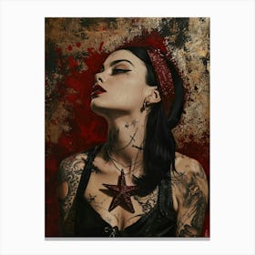 Tattooed Woman - vintage portrait retro Canvas Print