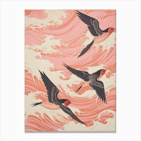 Vintage Japanese Inspired Bird Print Barn Swallow 4 Canvas Print
