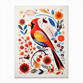 Scandinavian Bird Illustration Cardinal 2 Canvas Print