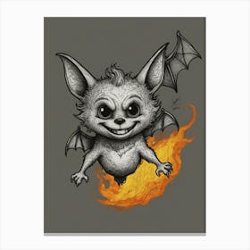 Bat On Fire Canvas Print