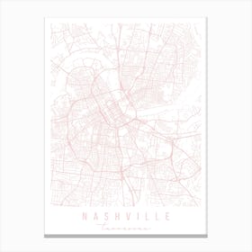 Nashville Tennessee Light Pink Minimal Street Map Canvas Print