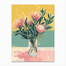 Proteas Flowers On A Table   Contemporary Illustration 1 Canvas Print