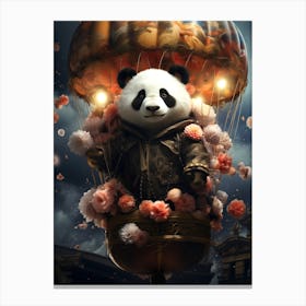 Panda Bear In A Hot Air Balloon Canvas Print