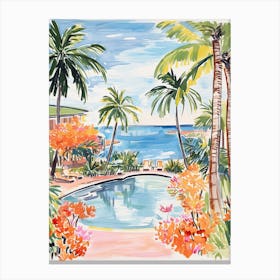 Four Seasons Resort Hualalai   Kailua Kona, Hawaii   Resort Storybook Illustration 3 Canvas Print