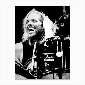 Taylor Hawkins Drummer Black White Line Art Canvas Print