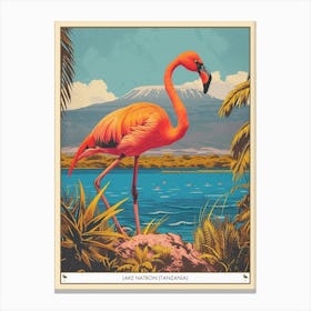 Greater Flamingo Lake Natron Tanzania Tropical Illustration 2 Poster Canvas Print