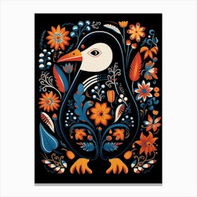 Folk Bird Illustration Penguin 2 Canvas Print