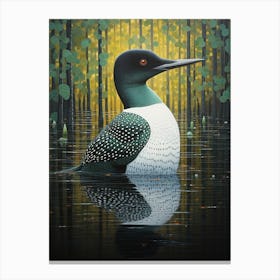 Ohara Koson Inspired Bird Painting Common Loon 4 Canvas Print