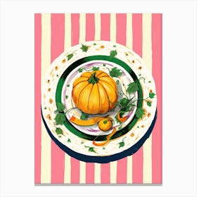 A Plate Of Pumpkins, Autumn Food Illustration Top View 52 Canvas Print