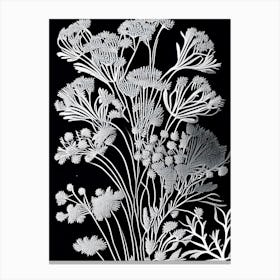 Queen Anne S Lace Leaf Linocut 2 Canvas Print