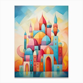 City of 1001 Nights, Abstract Vibrant Colorful Painting in Cubism Style 4 Canvas Print