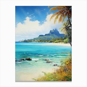 A Painting Of Matira Beach, Bora Bora French Polynesia 4 Canvas Print