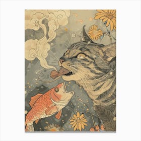 Cat And Fish 6 Canvas Print