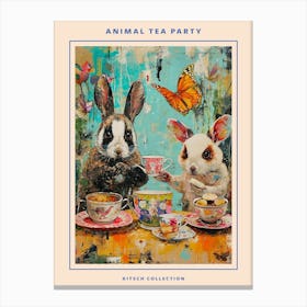 Kitsch Cute Animal Tea Party 1 Poster Canvas Print