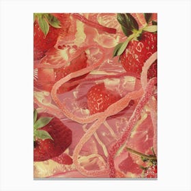 Strawberry Laces Candy Sweets Retro Collage 3 Canvas Print