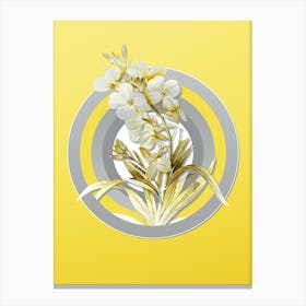 Botanical Cheiranthus Flower in Gray and Yellow Gradient n.456 Canvas Print