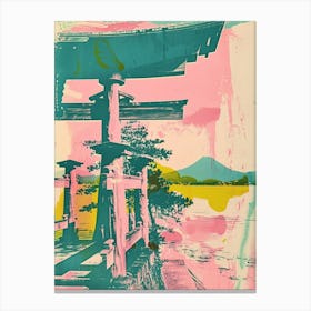 Miyajima Japan Retro Duotone Silkscreen 2 Canvas Print