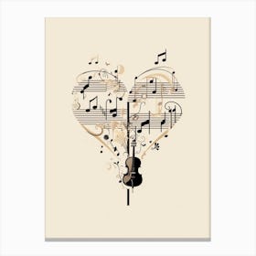 Music Heart Cream & Black 2 Canvas Print