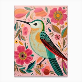 Pink Scandi Hummingbird 2 Canvas Print