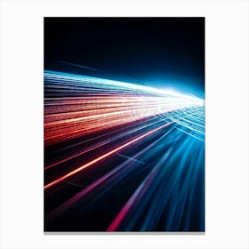 Abstract Vector Representation Of A Futuristic Concept Warp Lines Glowing With Neon Hues Converging (6) Canvas Print