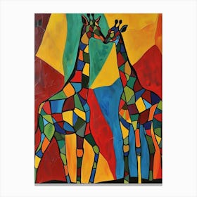 Geometric Stained Glass Inspired Giraffes Canvas Print