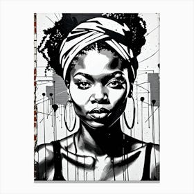 Vintage Graffiti Mural Of Beautiful Black Woman 16 Canvas Print