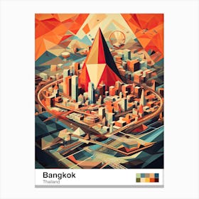 Bangkok, Thailand, Geometric Illustration 3 Poster Canvas Print