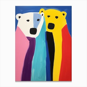Colourful Kids Animal Art Polar Bear 3 Canvas Print