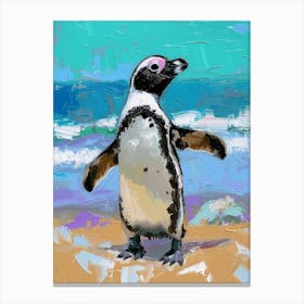 African Penguin Laurie Island Oil Painting 3 Canvas Print