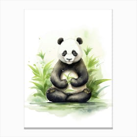 Panda Art Practicing Yoga Watercolour 1 Canvas Print