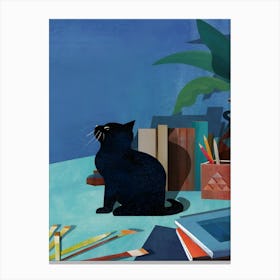 Cat On A Desk Canvas Print