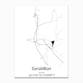 Geraldton,Australia Minimalist Map Canvas Print