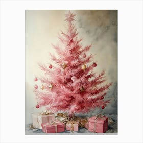 Pink Christmas Tree 3 Canvas Print