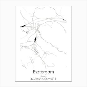 Esztergom,Hungary Minimalist Map Canvas Print