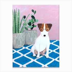 Jack Russell And Plant Canvas Print