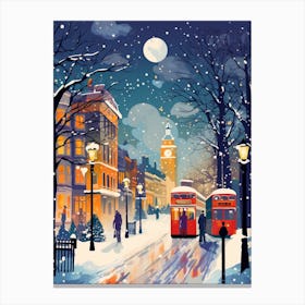 Winter Travel Night Illustration London United Kingdom 8 Canvas Print