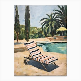 Sun Lounger By The Pool In Paphos Cyprus Canvas Print