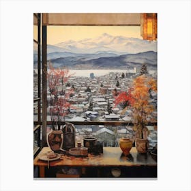 Winter Cityscape Nagano Japan 2 Canvas Print