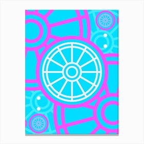 Geometric Glyph in White and Bubblegum Pink and Candy Blue n.0087 Canvas Print
