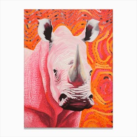 Wavy Lines Pink & Orange Dotty Rhino 3 Canvas Print