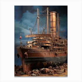 Titanic Ship Dramatic Illustration 1 Canvas Print