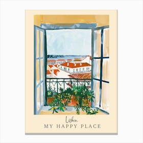 My Happy Place Lisbon 4 Travel Poster Canvas Print