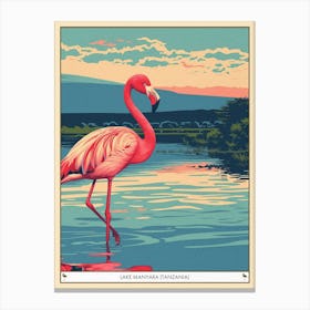 Greater Flamingo Lake Manyara Tanzania Tropical Illustration 1 Poster Canvas Print