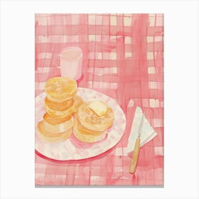 Pink Breakfast Food Crumpets 3 Canvas Print