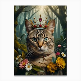 Cat In The Forest with crown Canvas Print