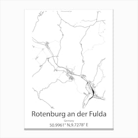 Rotenburg An Der Fulda,Germany Minimalist Map Canvas Print