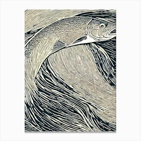Sea Trout II Linocut Canvas Print